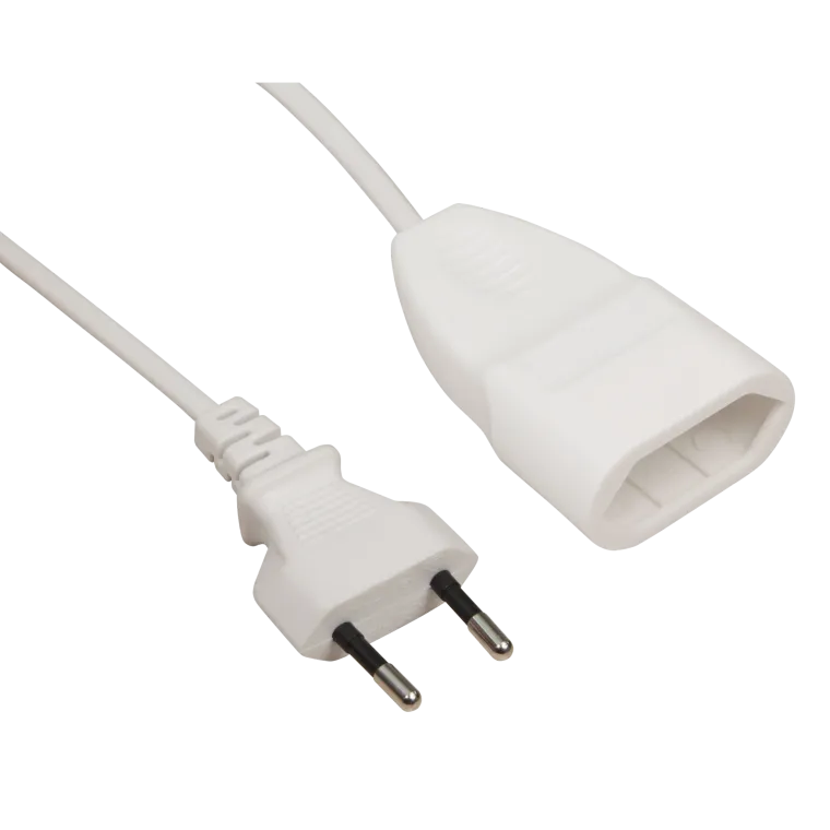 Verlängerungskabel McPower, 2m, Eurostecker auf Eurokupplung, weiß
