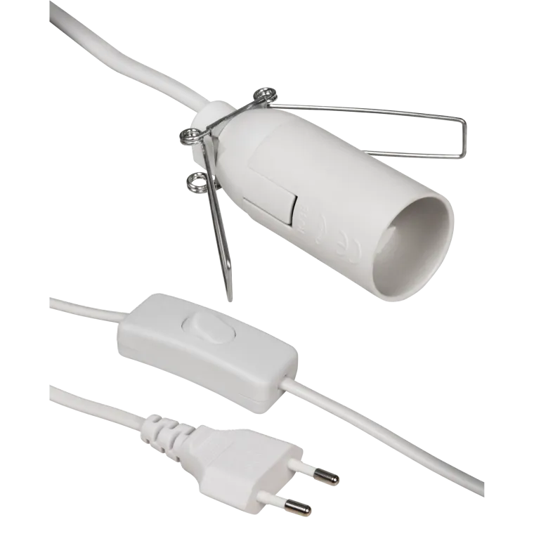 Euro-Netzkabel McPower mit Schnurschalter und E14 Fassung, 3,5m, weiß
