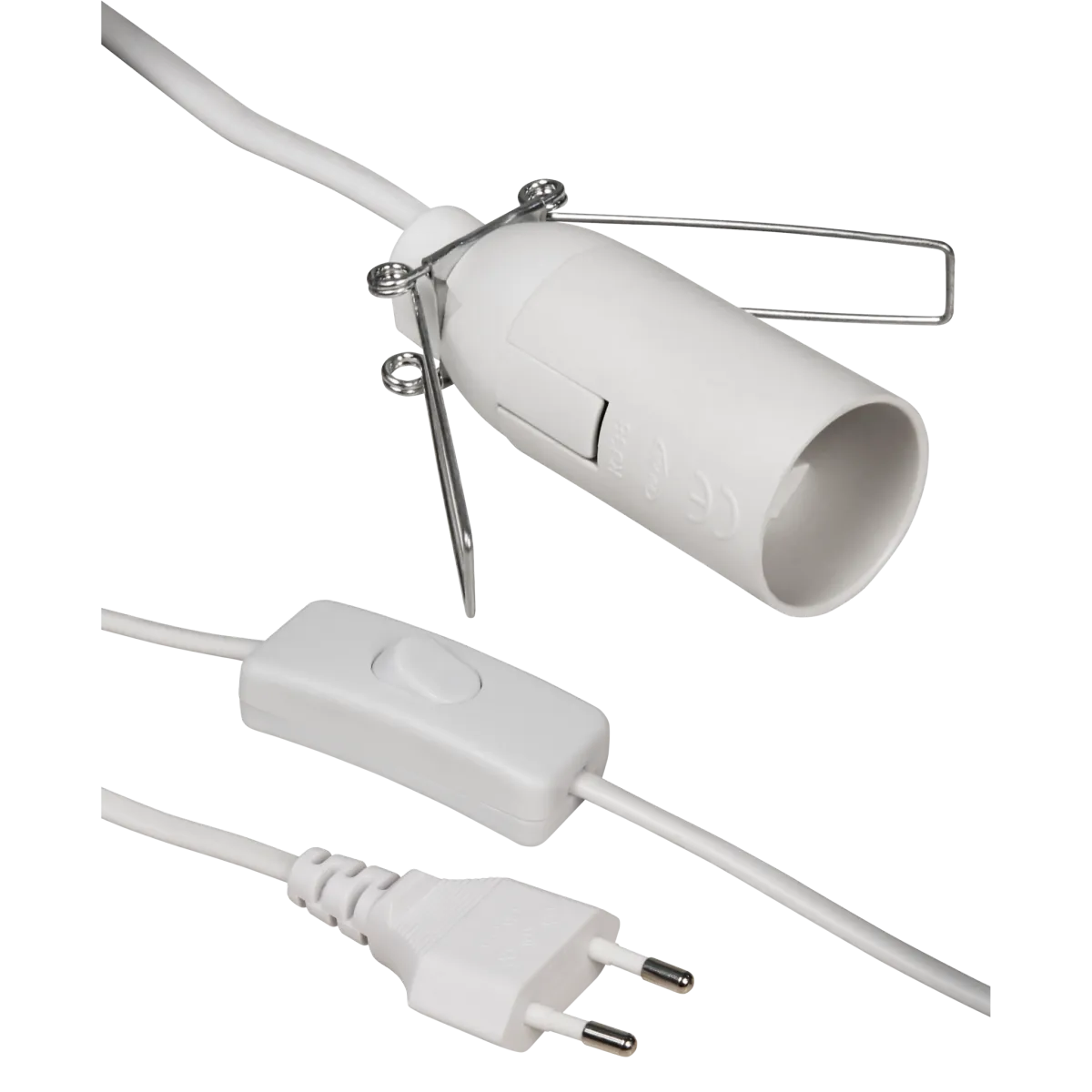 Euro-Netzkabel McPower mit Schnurschalter und E14 Fassung, 3,5m, weiß