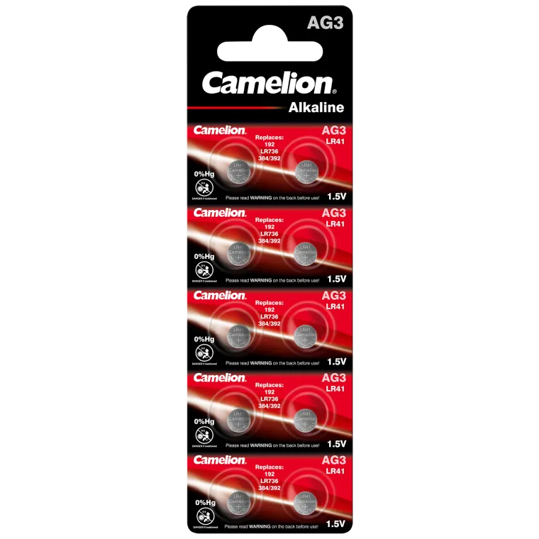 Knopfzelle CAMELION, AG3, 1,5V, Alkaline, 10er-Blister
