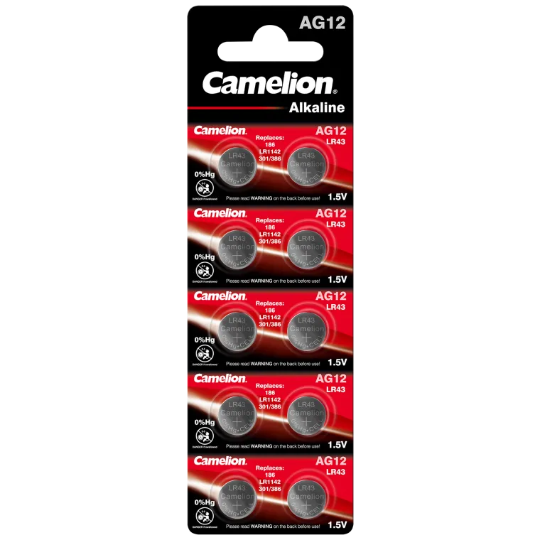 Knopfzelle CAMELION, AG12, 1,5V, Alkaline, 10er-Blister