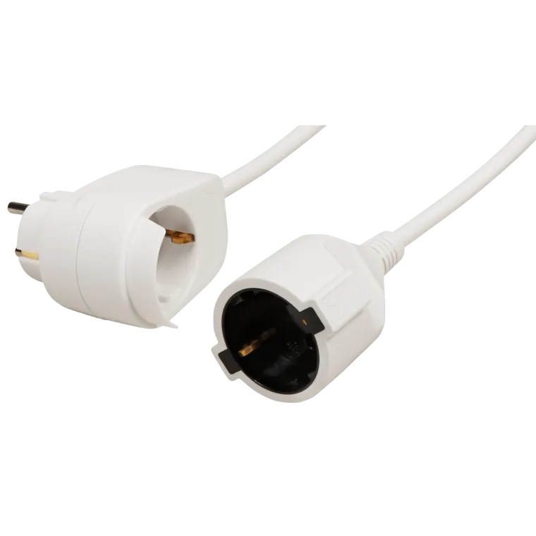 Netz- Verlägerungskabel 5m mit Steckdosenadapter, Schutzk. Stecker > Kupplung