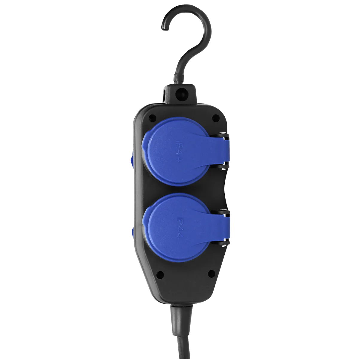 Netzkabel Schutzkontakt-Verlängerung, 4fach, 5m, 3x1,5mm², IP44, schwarz