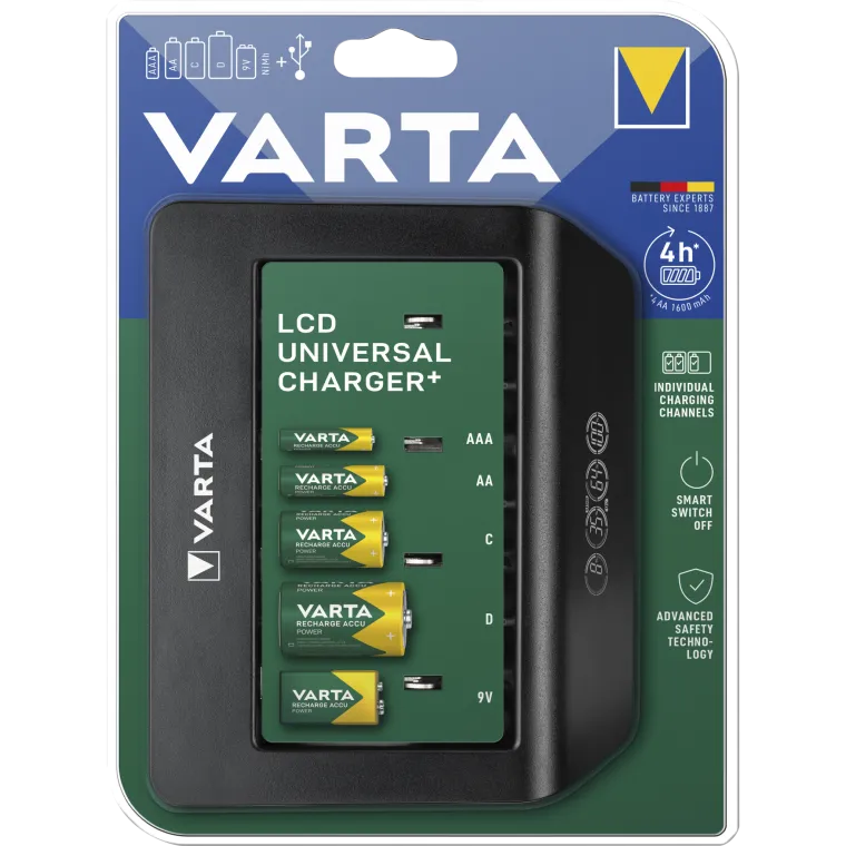 Universal-Ladegerät VARTA, Akku NiMH, LCD Charger, für AA/ AAA/ C/ D/ 9V