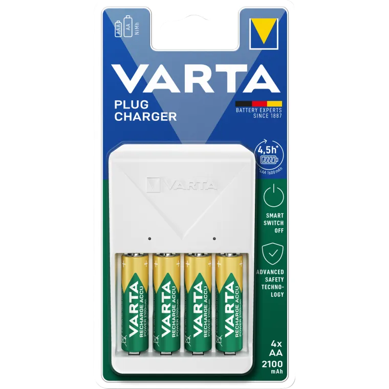 Universal-Ladegerät VARTA, inkl. 4x Mignon Akku Typ AA, NiMH Akku, 2100mAh