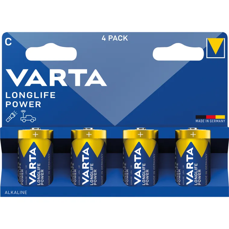 Baby-Batterie VARTA "Longlife Power", Typ C, Alkaline, LR14, 1,5V, 4er-Pack