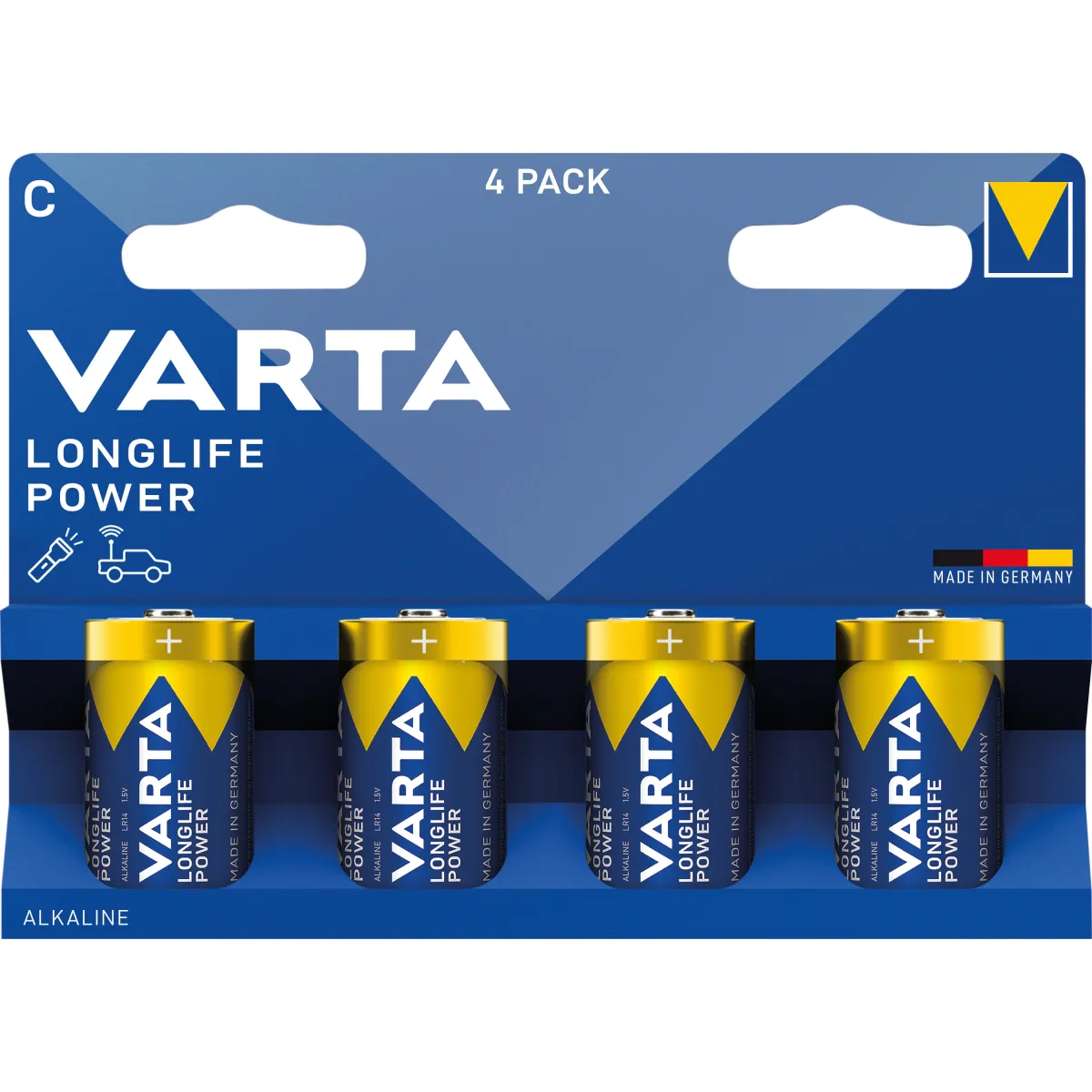 Baby-Batterie VARTA "Longlife Power", Typ C, Alkaline, LR14, 1,5V, 4er-Pack