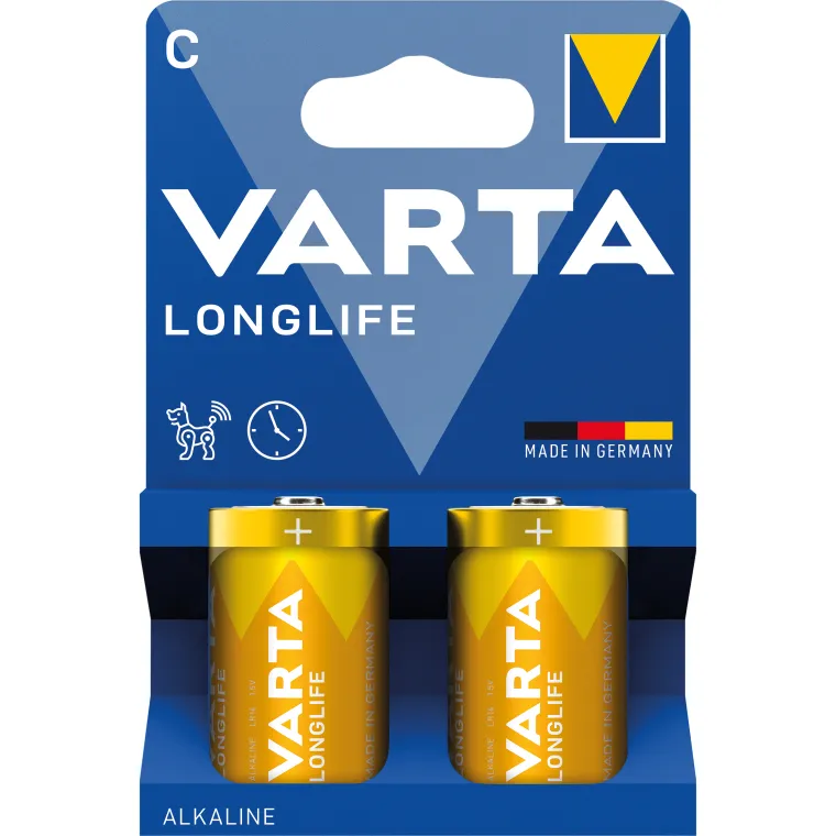 Baby-Batterie VARTA "Longlife" Alkaline, 1,5 V, LR14, Typ C, 2er-Blister