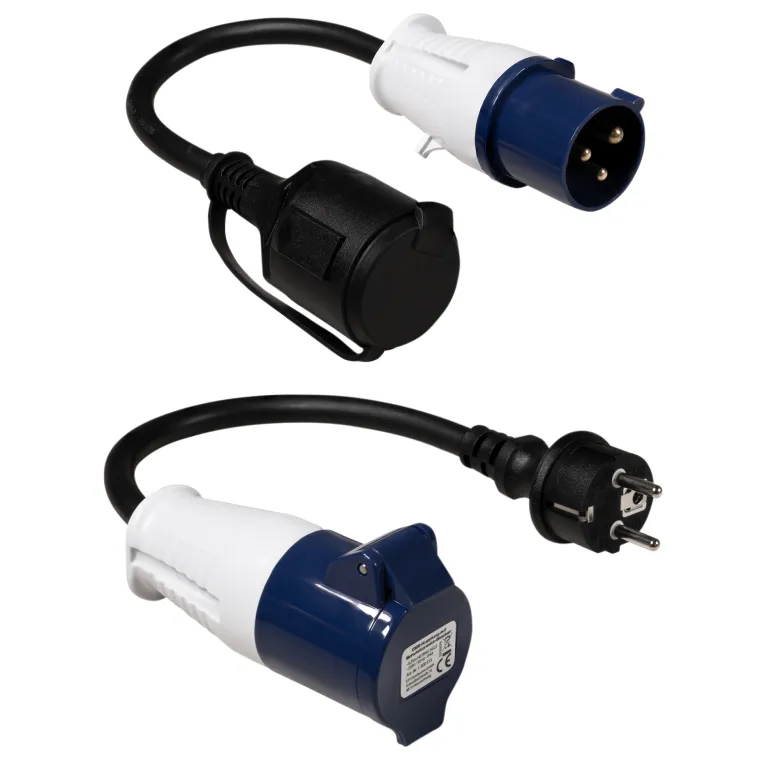 Adapter-Kabel McPower, CEE Stecker Kupplung, je 0,35m, H07RNG 3G2,5, 2er-Set