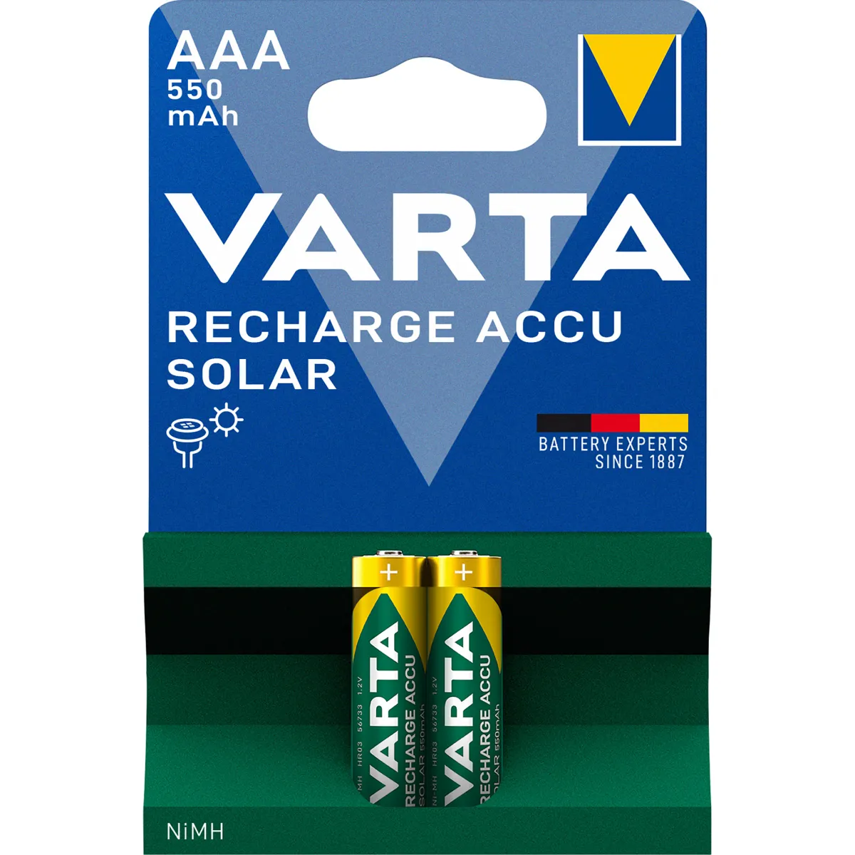 Micro-Batterie NiMH, VARTA, AAA, HR03, 1.2V/550mAh, 2er-Pack