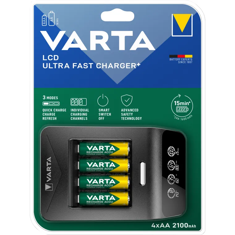 Akku NiMH, Universal Schnellladegerät VARTA, LCD Charger+
