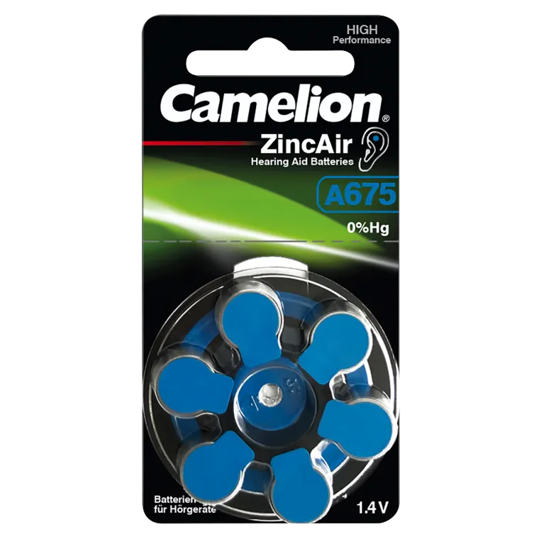 Knopfzelle CAMELION, A675, Zink-Luft, 6er-Blister