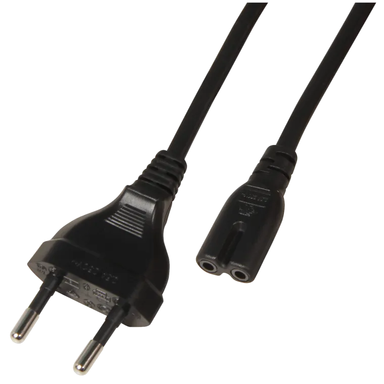 Euro-Netzkabel, Länge 1,8 m, 2x0,75 mm², schwarz