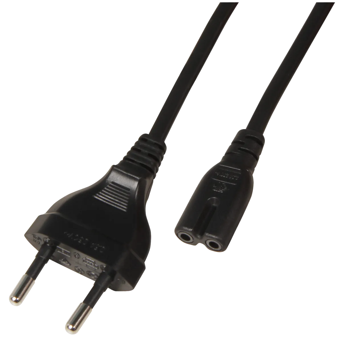 Euro-Netzkabel, Länge 1,8 m, 2x0,75 mm², schwarz