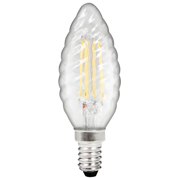 LED Filament Kerzenlampe gedreht McShine "Filed", E14, 4W, 490 lm, warmweiß, klar