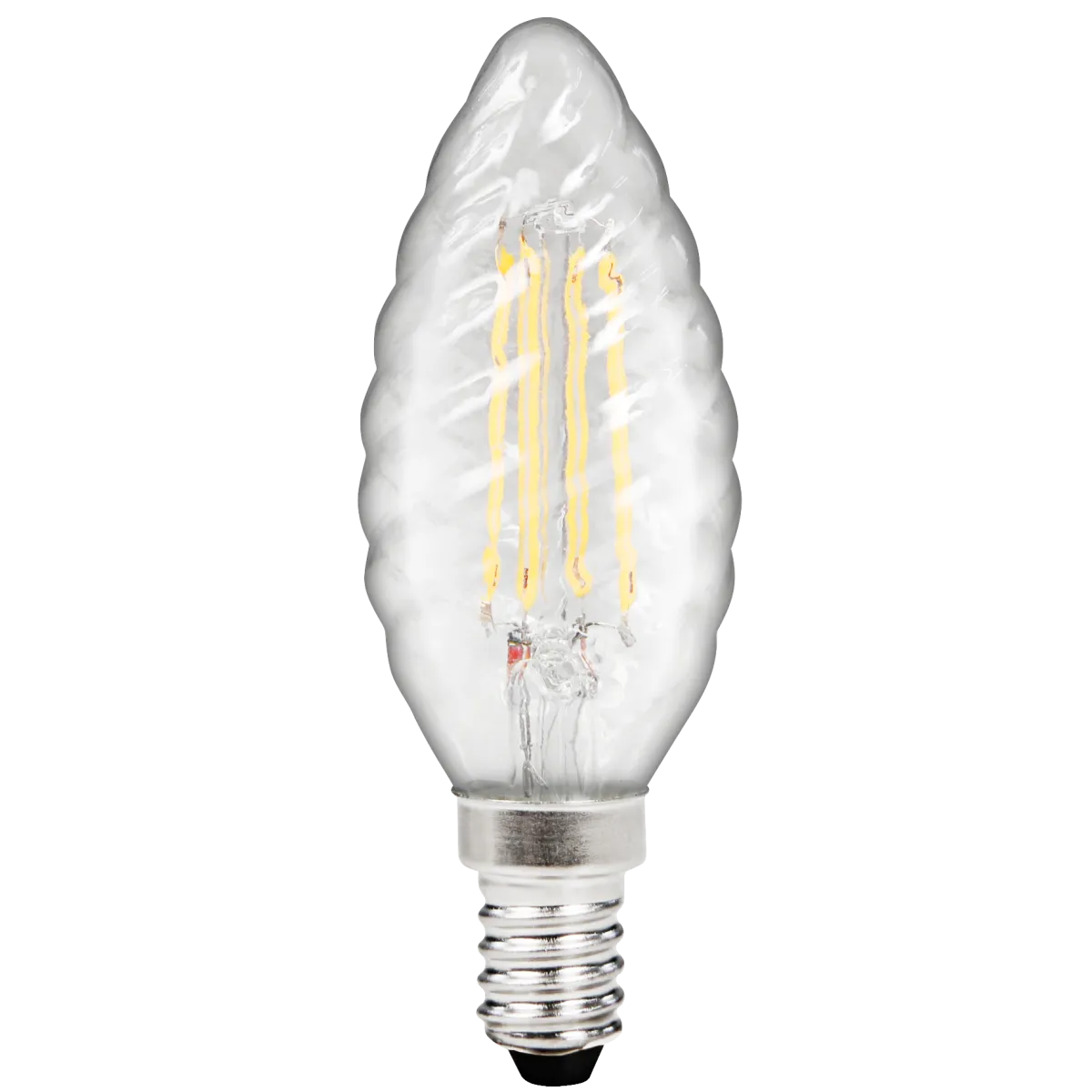 LED Filament Kerzenlampe gedreht McShine "Filed", E14, 4W, 490 lm, warmweiß, klar