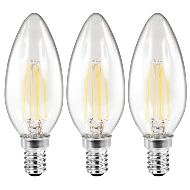 LED Filament Set McShine, 3x Kerzenlampe, E14, 2W, 260lm, warmweiß, klar