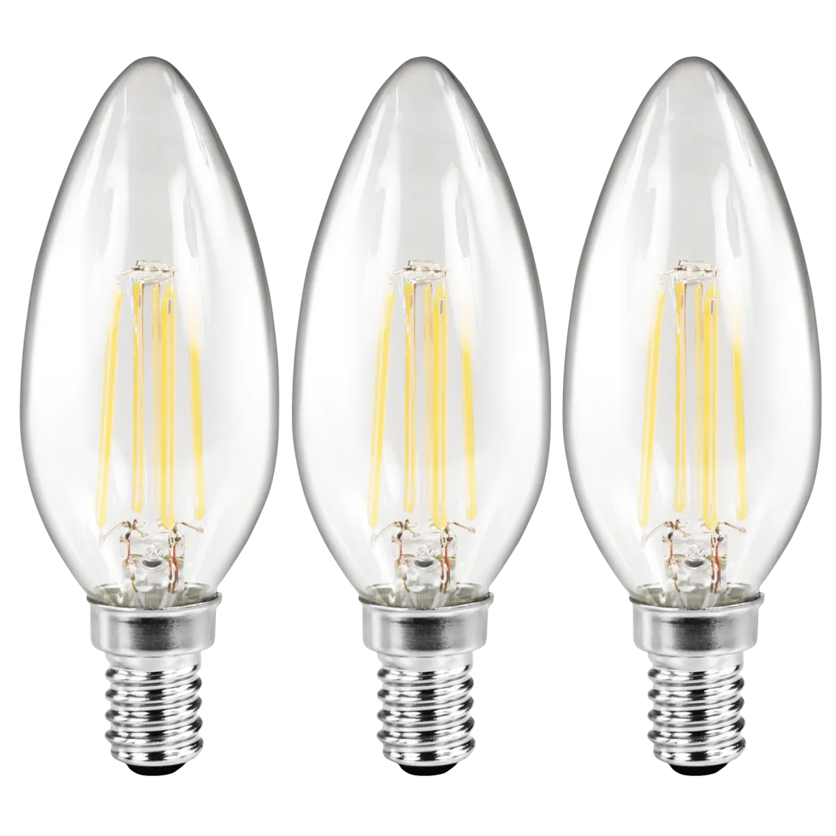 LED Filament Set McShine, 3x Kerzenlampe, E14, 2W, 260lm, warmweiß, klar