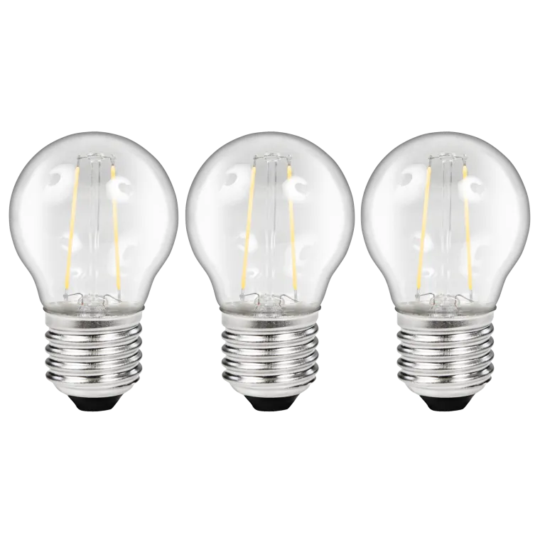 LED Filament Set McShine, 3x Tropfenlampe, E27, 2W, 200lm, warmweiß, klar