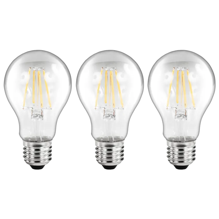 LED Filament Set McShine, 3x Glühlampe, E27, 6W, 670lm, warmweiß, klar