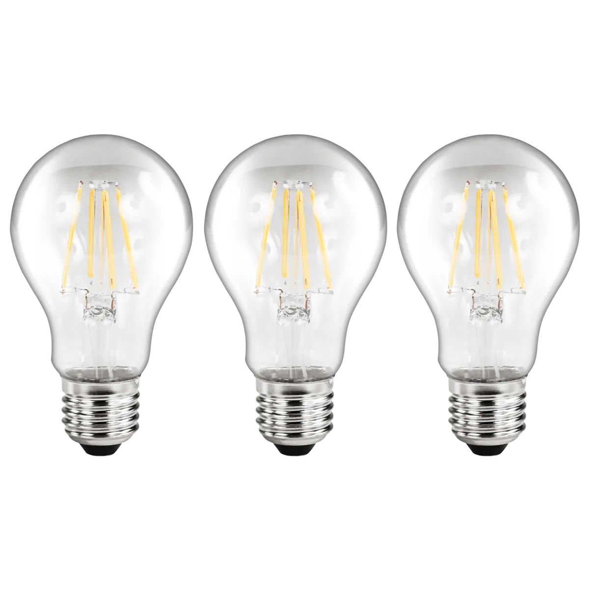 LED Filament Set McShine, 3x Glühlampe, E27, 6W, 670lm, warmweiß, klar