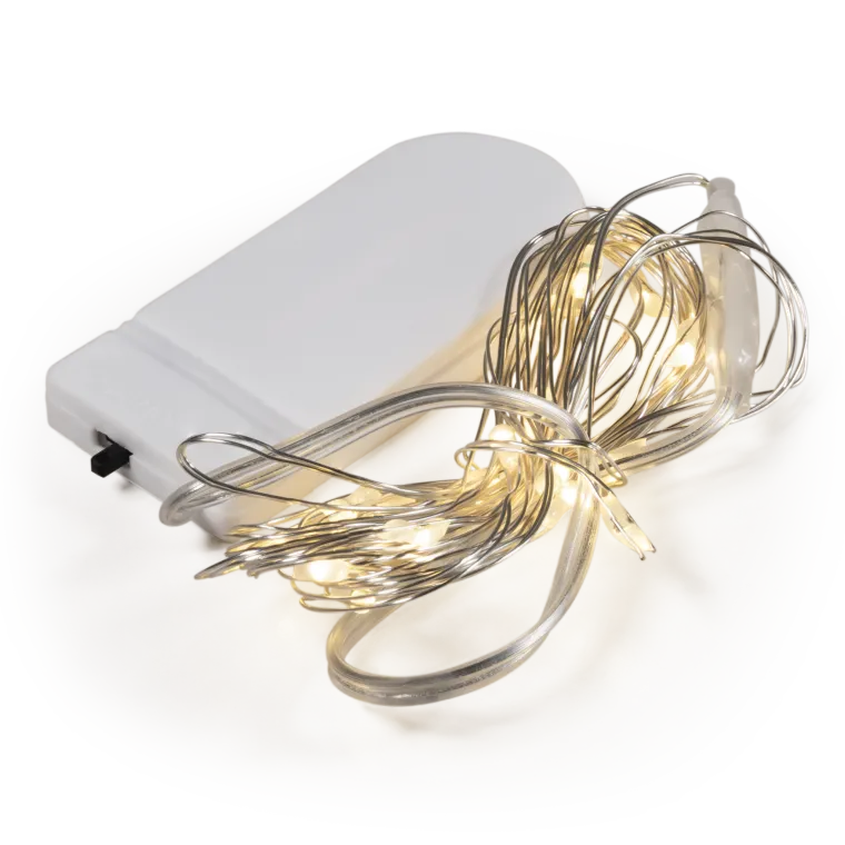 LED Draht-Lichterkette McShine "Micro" 20 LEDs, warmweiß, Batteriebetrieb