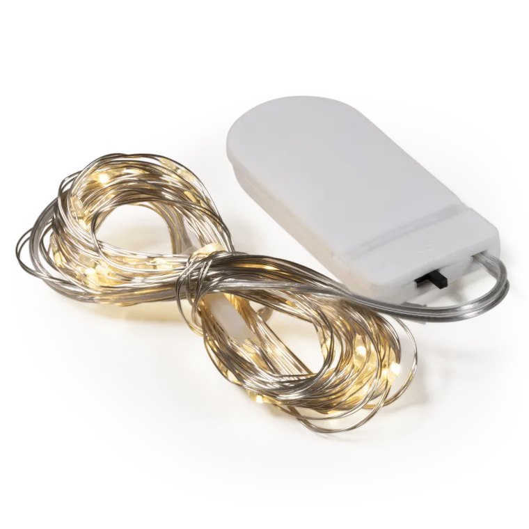 LED Draht-Lichterkette McShine "Micro" 50 LEDs, warmweiß, Batteriebetrieb