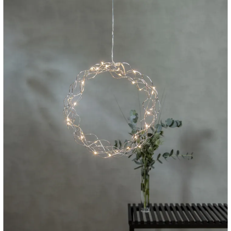 LED-Dekoleuchte "Curly", Metall, 0.06W, 3V, ,33 lm, warmweiß, 30 LED's, 30x30cm