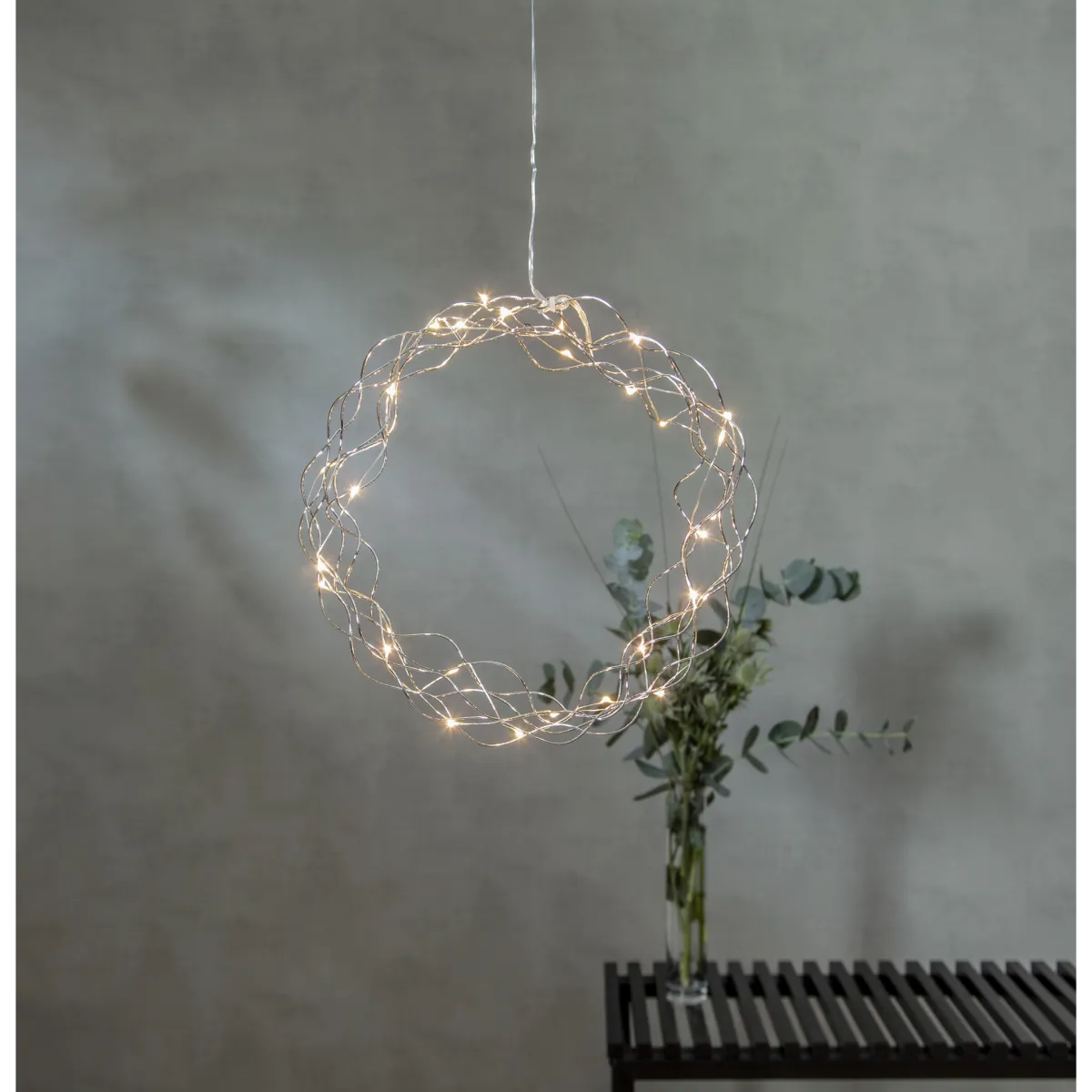 LED-Dekoleuchte "Curly", Metall, 0.06W, 3V, ,33 lm, warmweiß, 30 LED's, 30x30cm