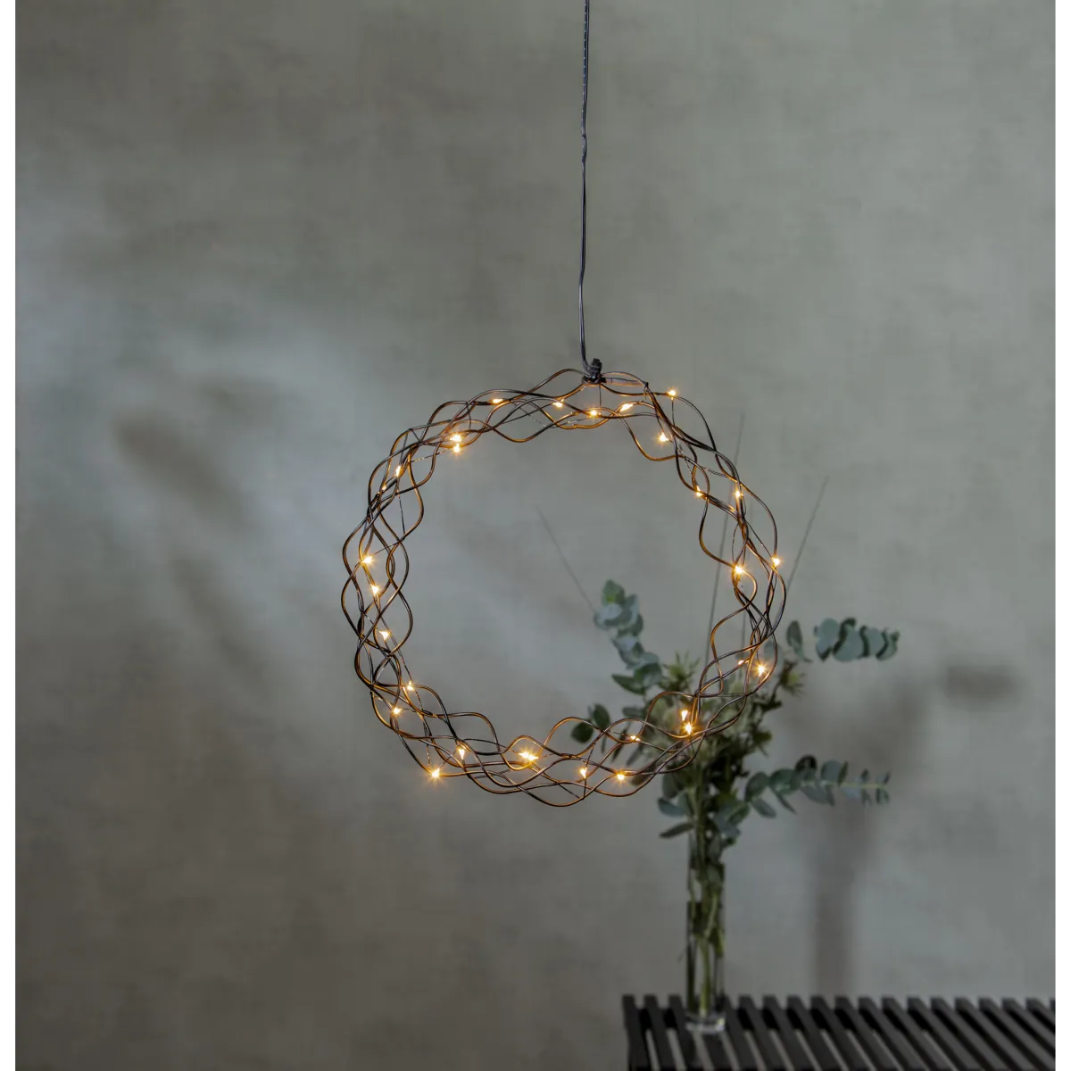 LED-Dekoleuchte "Curly", Metall, 0.6W, 3V, 33 lm, warmweiß, 30 LED's, 30x30cm