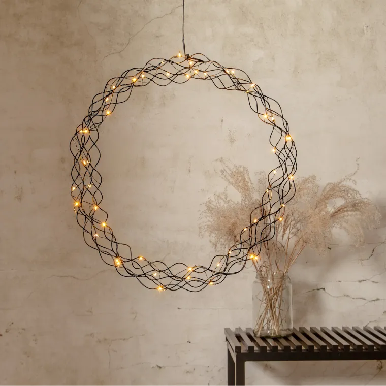 LED-Dekoleuchte "Curly", Metall, 0.5W, 3V, 33 lm, warmweiß, 50 LED's, 48x48cm