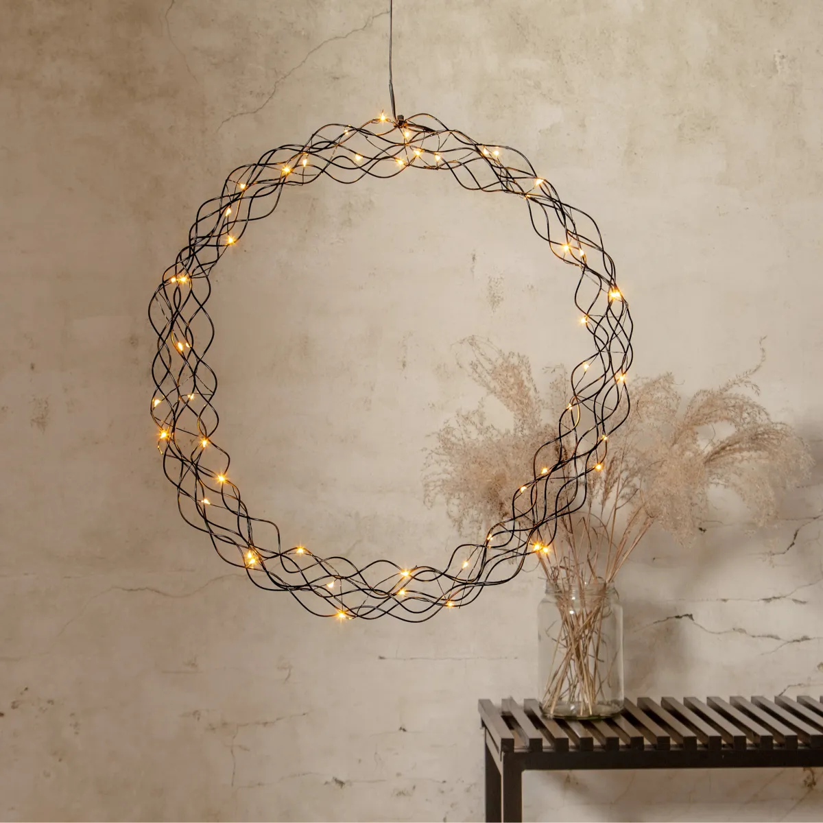 LED-Dekoleuchte "Curly", Metall, 0.5W, 3V, 33 lm, warmweiß, 50 LED's, 48x48cm