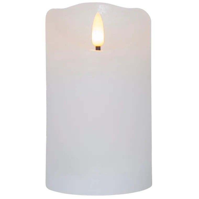 LED Echtwachs-Kerze "Flamme Rustic", weiß, 12.5x7.5cm, Timer