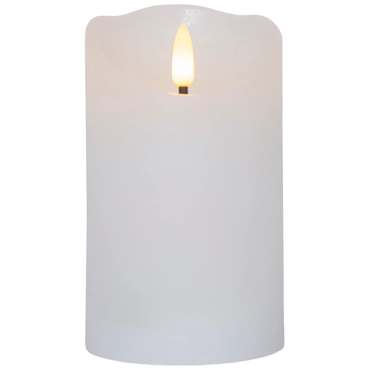 LED Echtwachs-Kerze "Flamme Rustic", weiß, 12.5x7.5cm, Timer