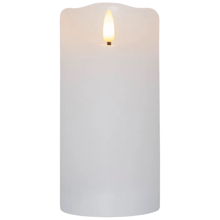 LED Echtwachs-Kerze "Flamme Rustic", weiß, 15x7.5cm, Timer