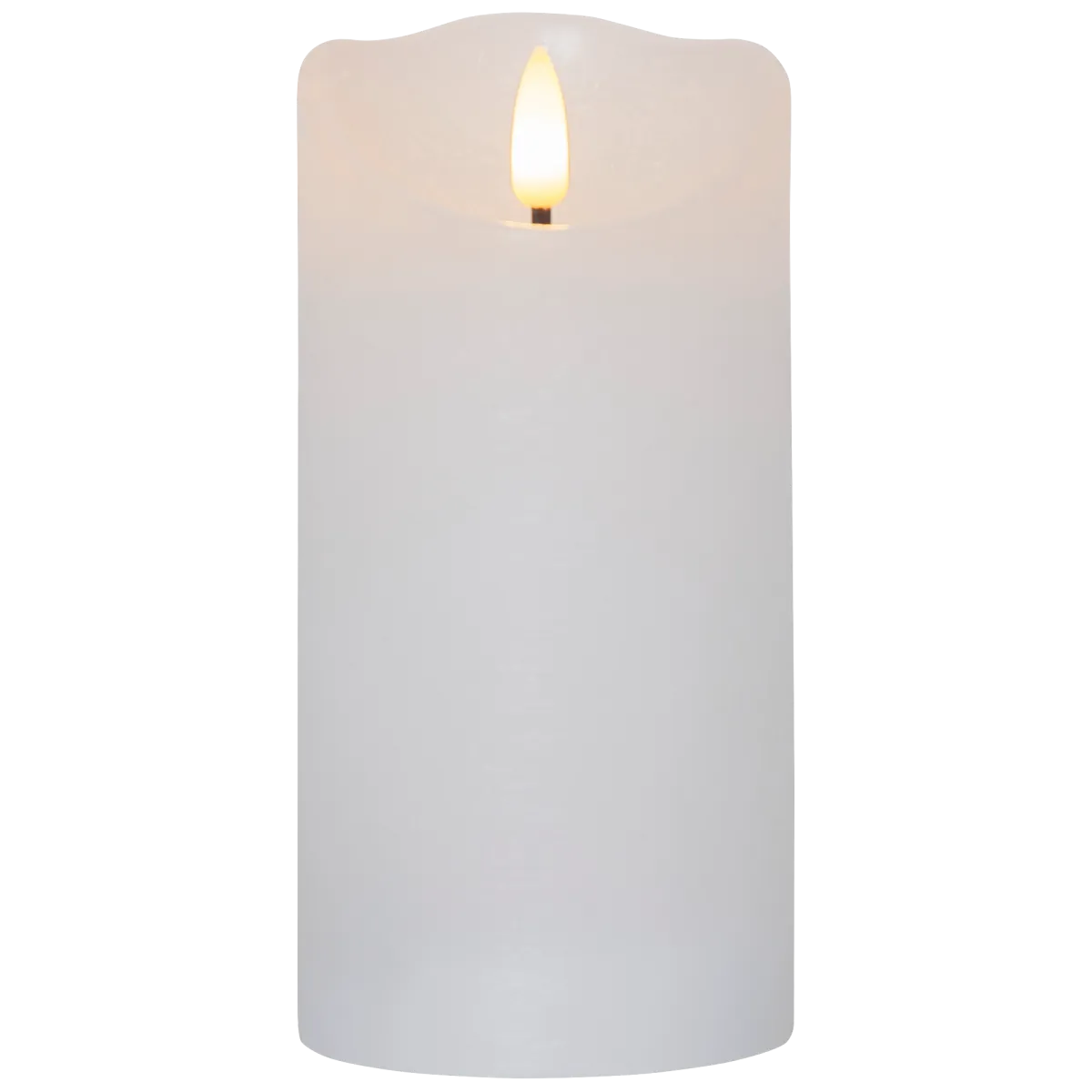 LED Echtwachs-Kerze "Flamme Rustic", weiß, 15x7.5cm, Timer