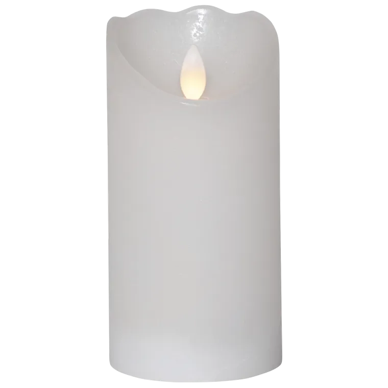 LED Echtwachs-Kerze "Glow", weiß,7.5x15cm, Timer, batteriebetrieben, flackernd