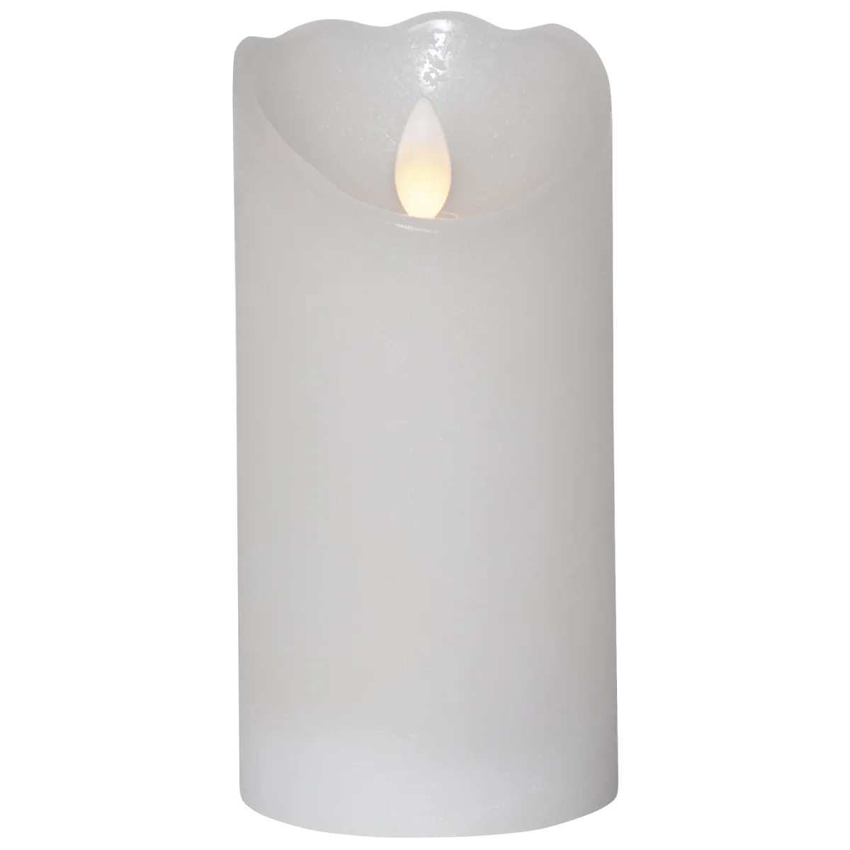 LED Echtwachs-Kerze "Glow", weiß,7.5x15cm, Timer, batteriebetrieben, flackernd