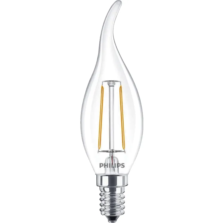 LED Filament-Kerzenlampe Philips "CorePro", E14, 2W, 2700K, 250lm, 230V, klar