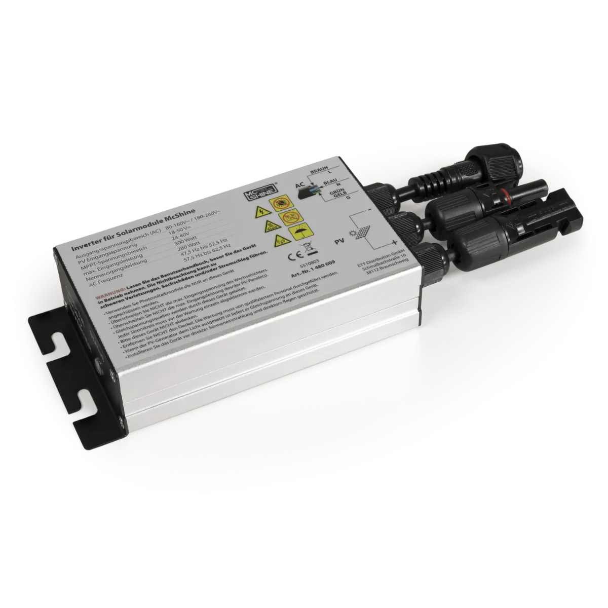 Wechselrichter für Solarmodule McShine, 300W, 5m Kabel