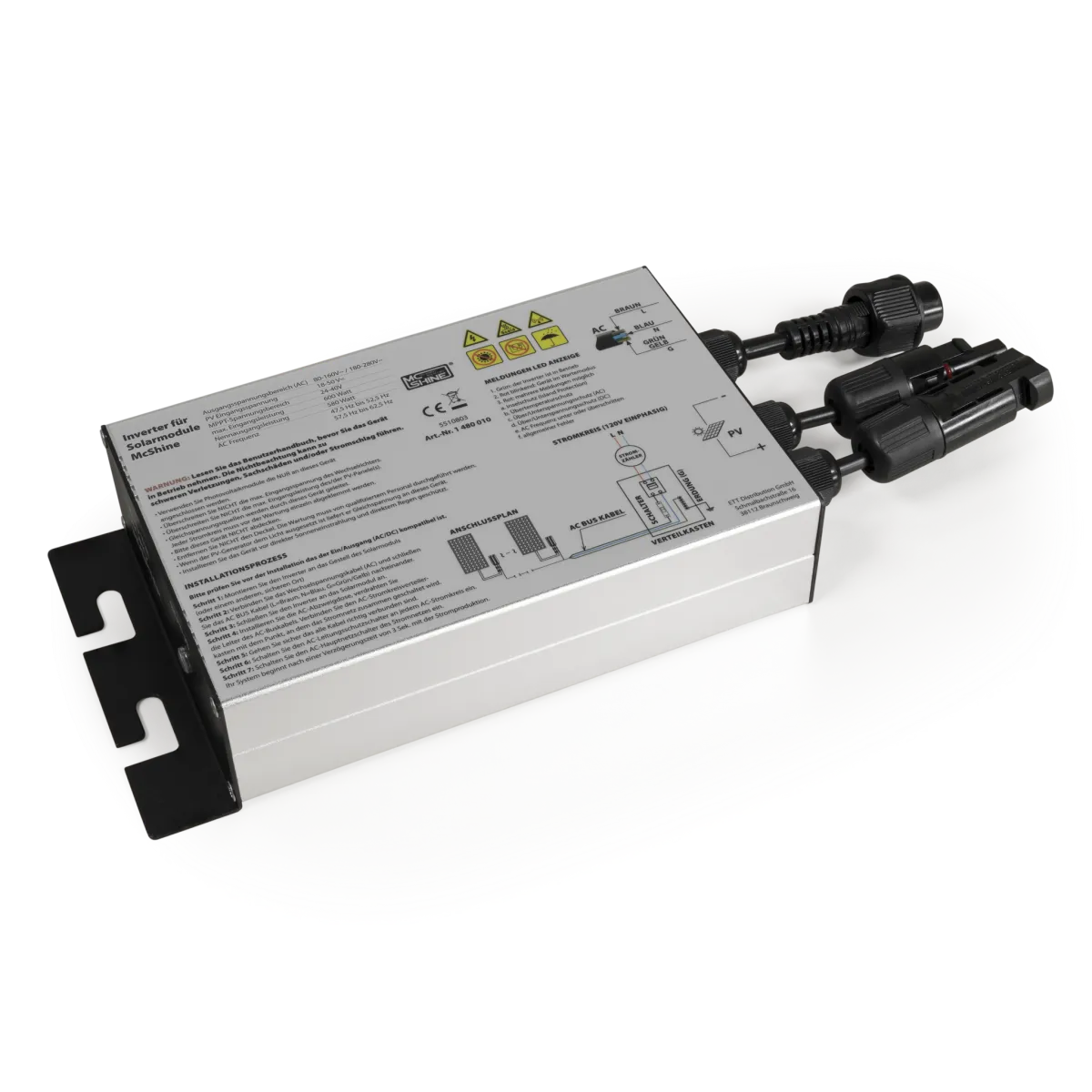 Wechselrichter für Solarmodule McShine, 600W, 5m Kabel