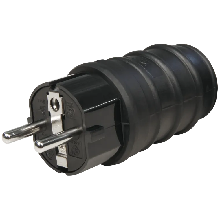 Gummi-Schutzkontaktstecker McPower, schwarz