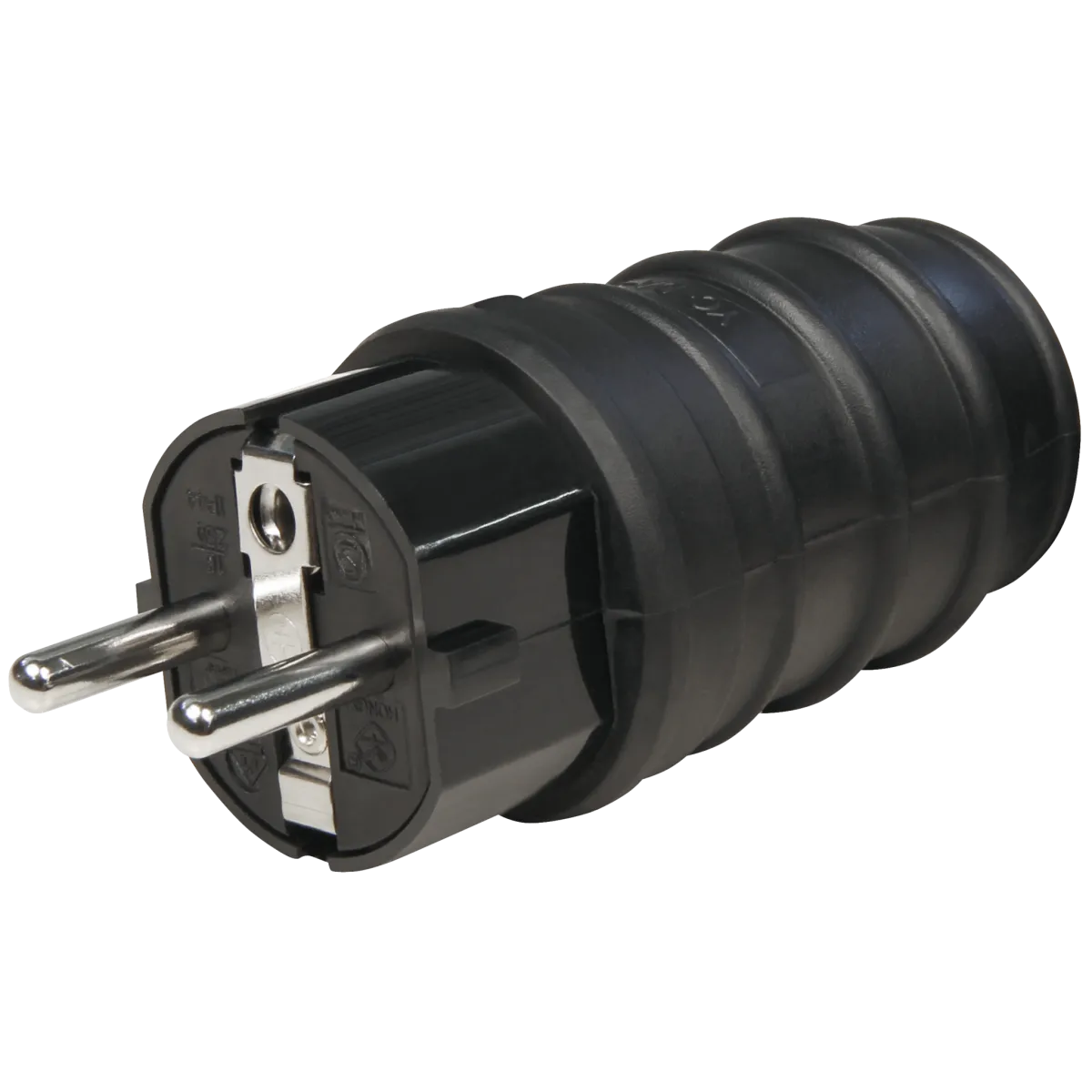 Gummi-Schutzkontaktstecker McPower, schwarz
