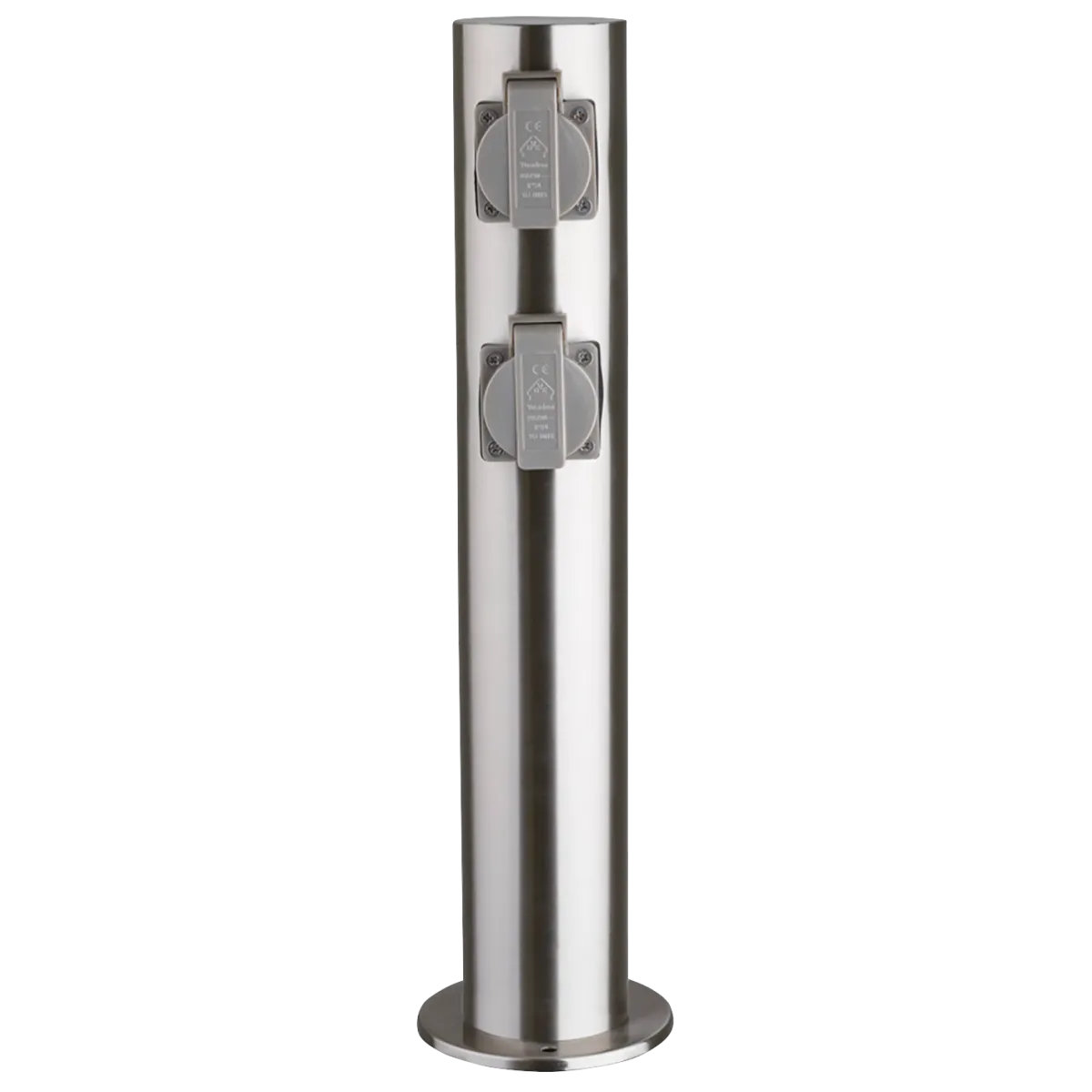 Außensteckdose 4-Fach, IP44, Edelstahl V2A, Ø118x470mm, 3680W/ 16A