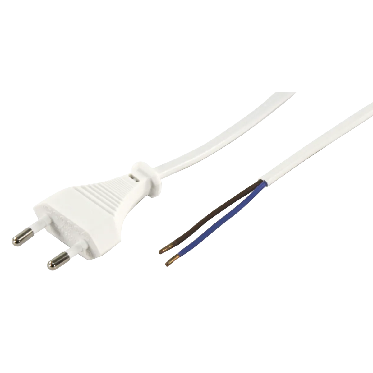 Euro-Netzkabel McPower mit blanken Enden Länge 2m, 2x0,75 mm², weiß
