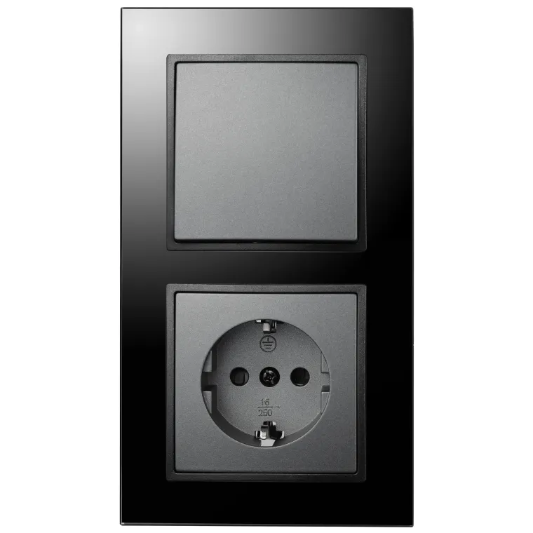 Schalter und Steckdosen Set McPower Flair "Tür 2-fach-Style Profi" Glasrahmen, Steckanschluss