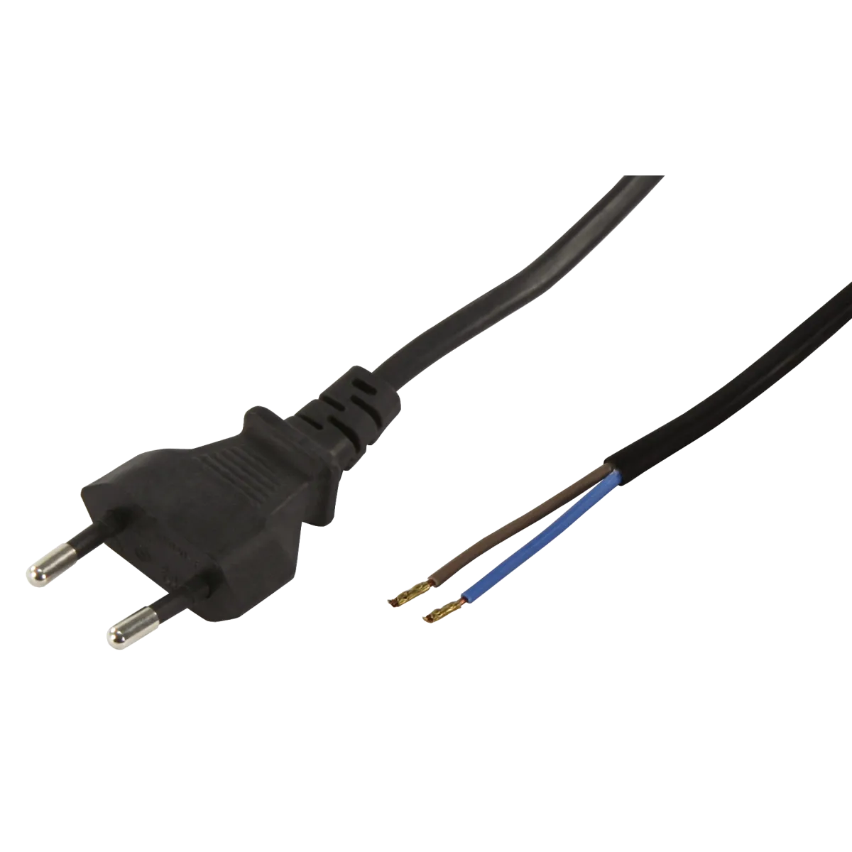 Euro-Netzkabel McPower mit blanken Enden Länge 2,5m, 2x0,75 mm², schwarz