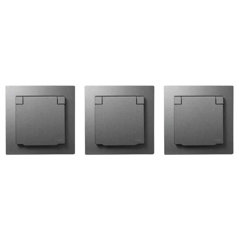 Schutzkontakt-Steckdose McPower "Flair", 250V~/16A, UP, IP44, anthrazit,3er-Pack