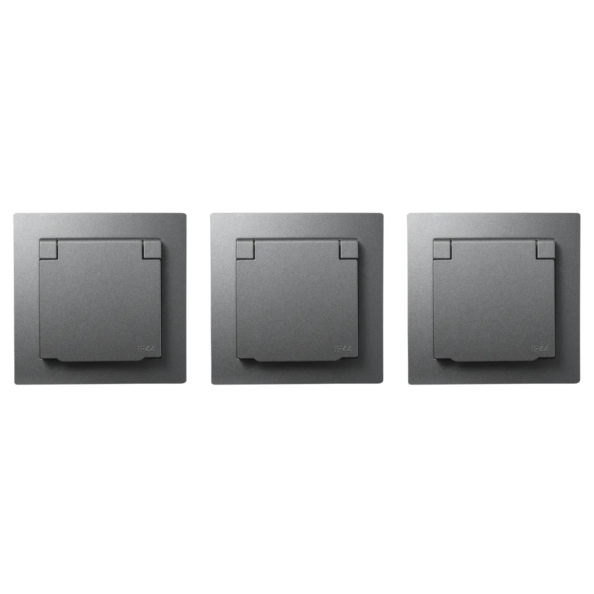 Schutzkontakt-Steckdose McPower "Flair", 250V~/16A, UP, IP44, anthrazit,3er-Pack