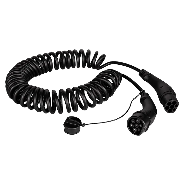 E-Auto-Ladekabel, Typ 2, 3-phasig, spiral, 20 A, 11 kW, 5m